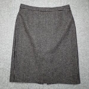 Moon British Wool Houndstooth Skirt B&W Pencil Lined Classic Chic Sz 12